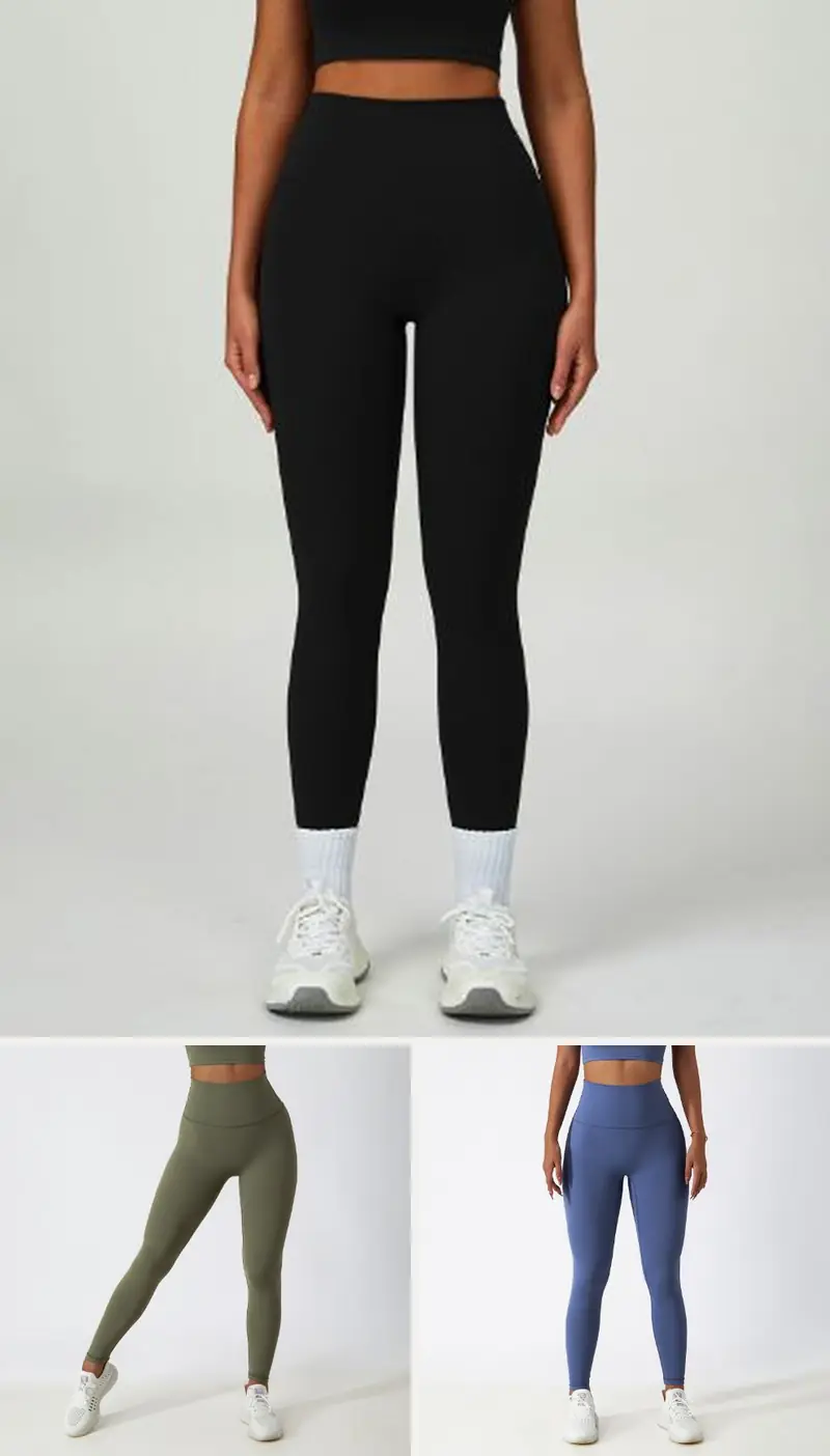 DIELAI cut-and-sew full-length legging in Ivory Yellow, front view