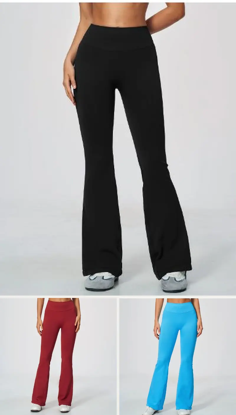DIELAI seamless flare legging in Jet Black, front view