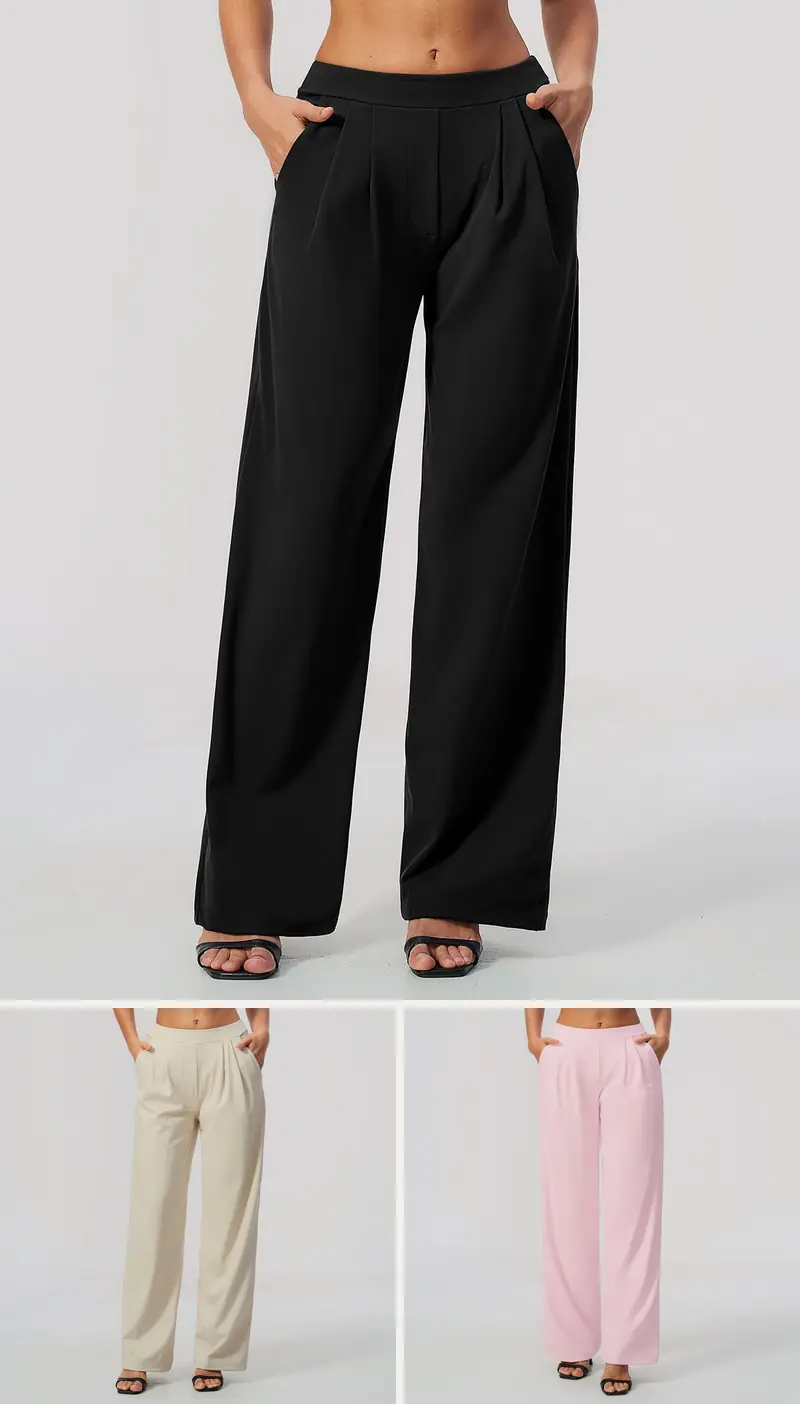 DIELAI cut-and-sew full-length legging in Jet Black, front view