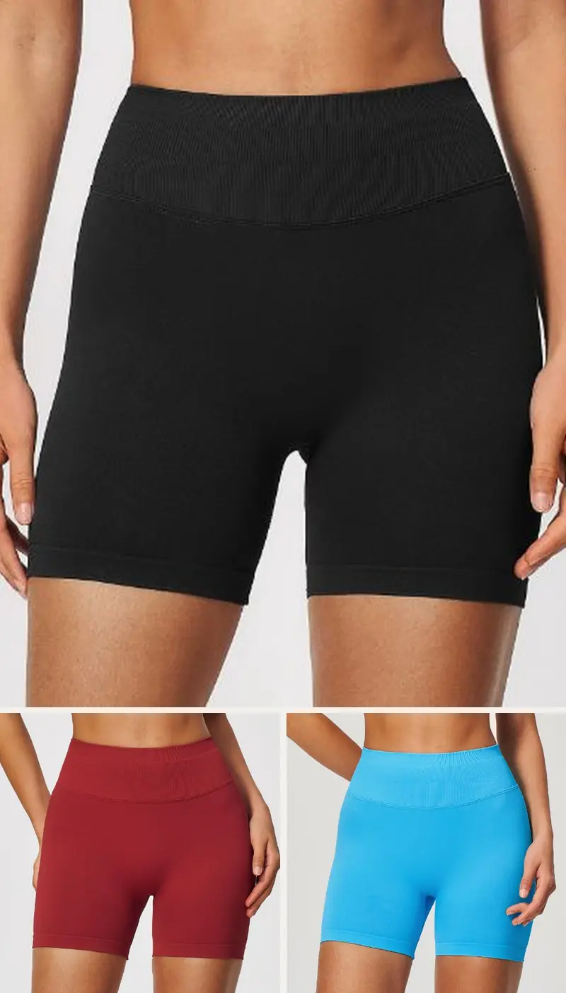 DIELAI seamless shorts in Jet Black, front view