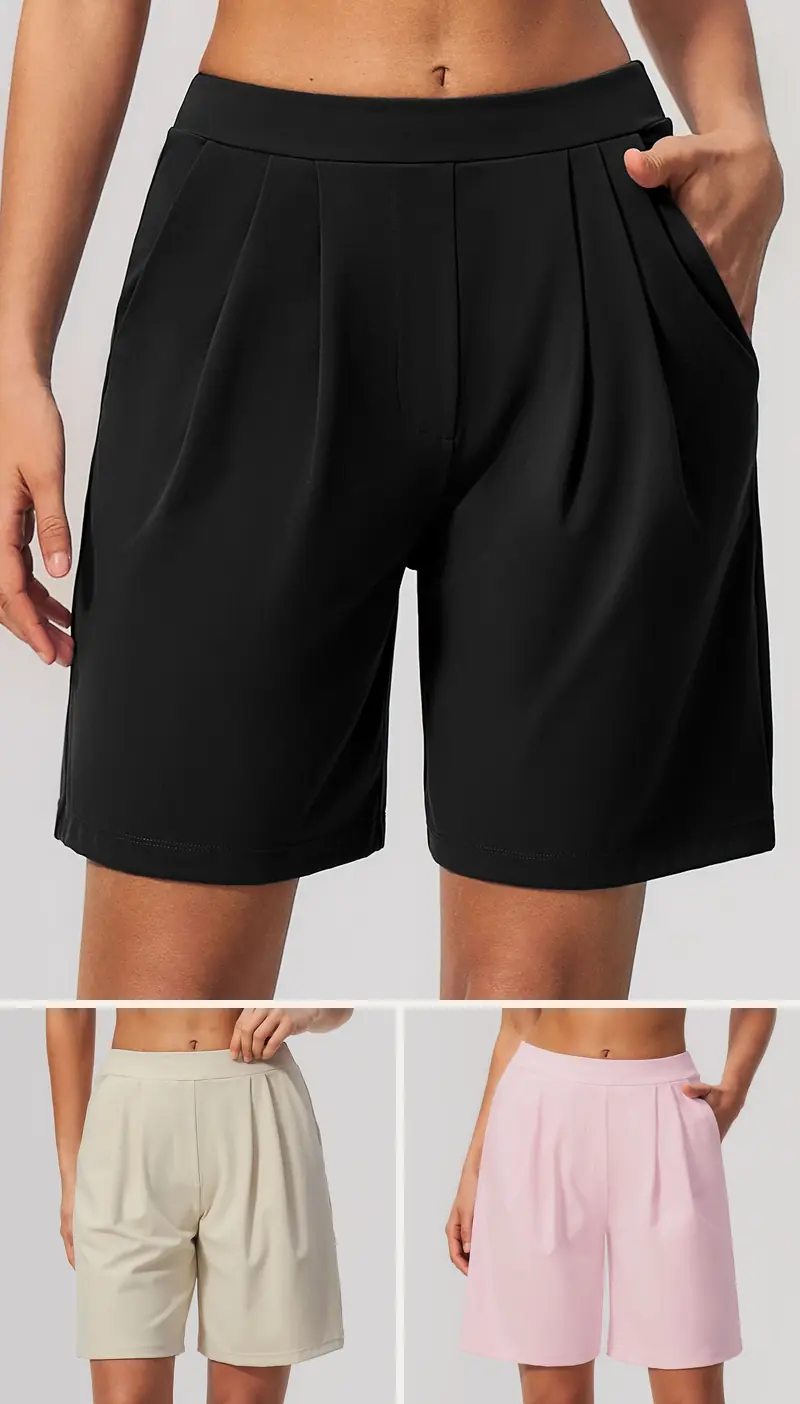 DIELAI cut-and-sew shorts in Jet Black, front view