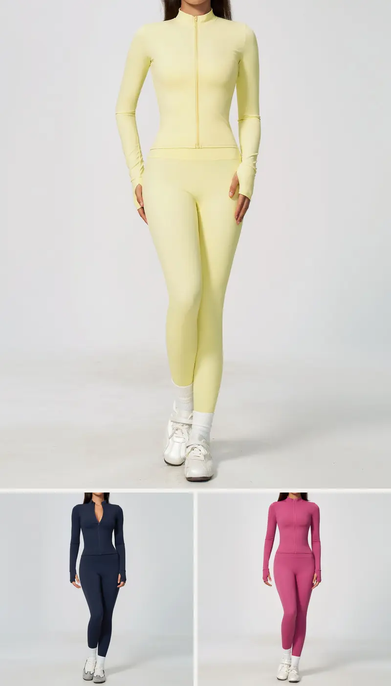 DIELAI cut-and-sew two-piece set in Ivory Yellow, front view