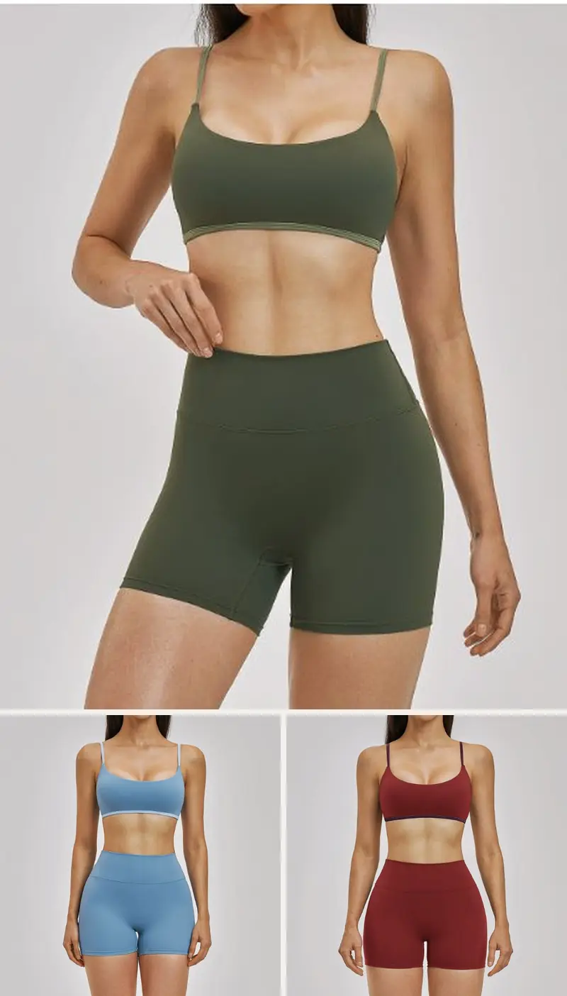 DIELAI cut-and-sew two-piece set in Moss Green, front view