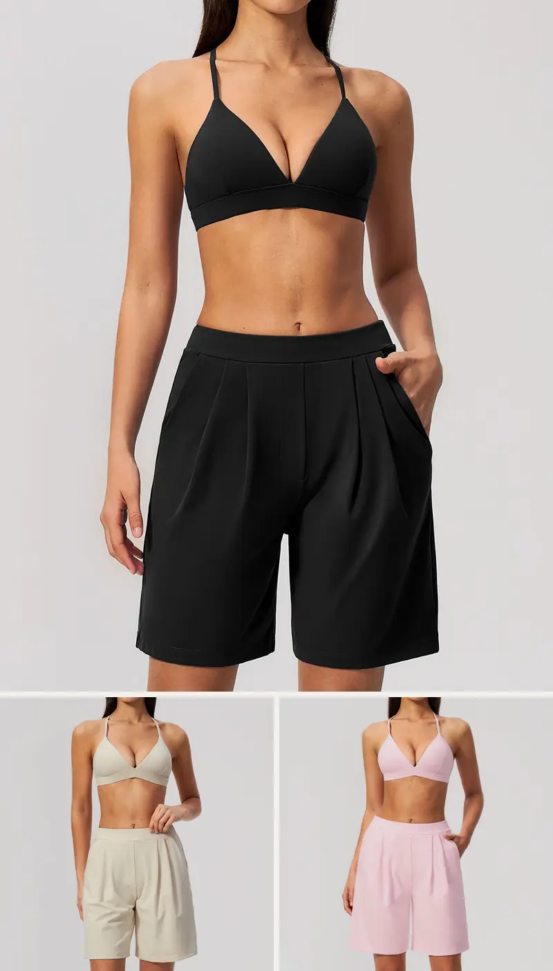 DIELAI cut-and-sew two-piece set in Jet Black, front view
