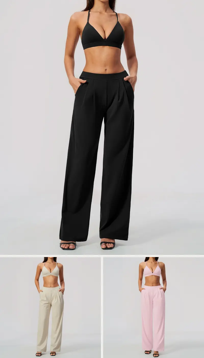 DIELAI cut-and-sew two-piece set in Jet Black, front view