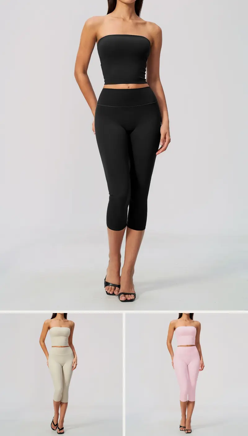 DIELAI cut-and-sew two-piece set in Jet Black, front view