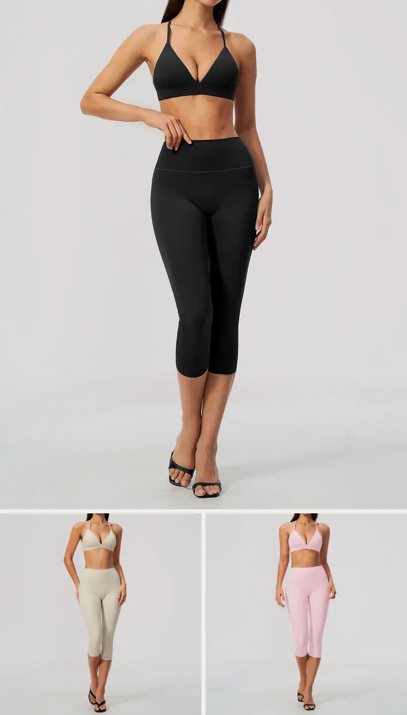 DIELAI cut-and-sew two-piece set in Jet Black, front view